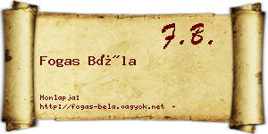 Fogas Béla névjegykártya