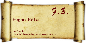 Fogas Béla névjegykártya